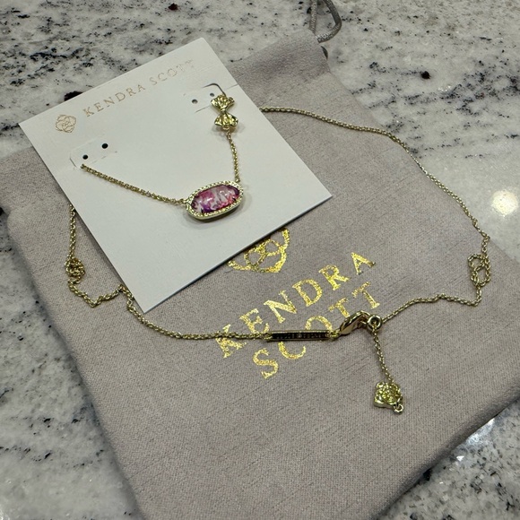 💜Kendra Scott LoveShackFancy Elisa Purple Iris Illusion Necklace Bow 🎀 - Picture 5 of 5